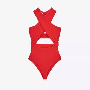 Brand new with tag, cutout Zara red bodysuit.